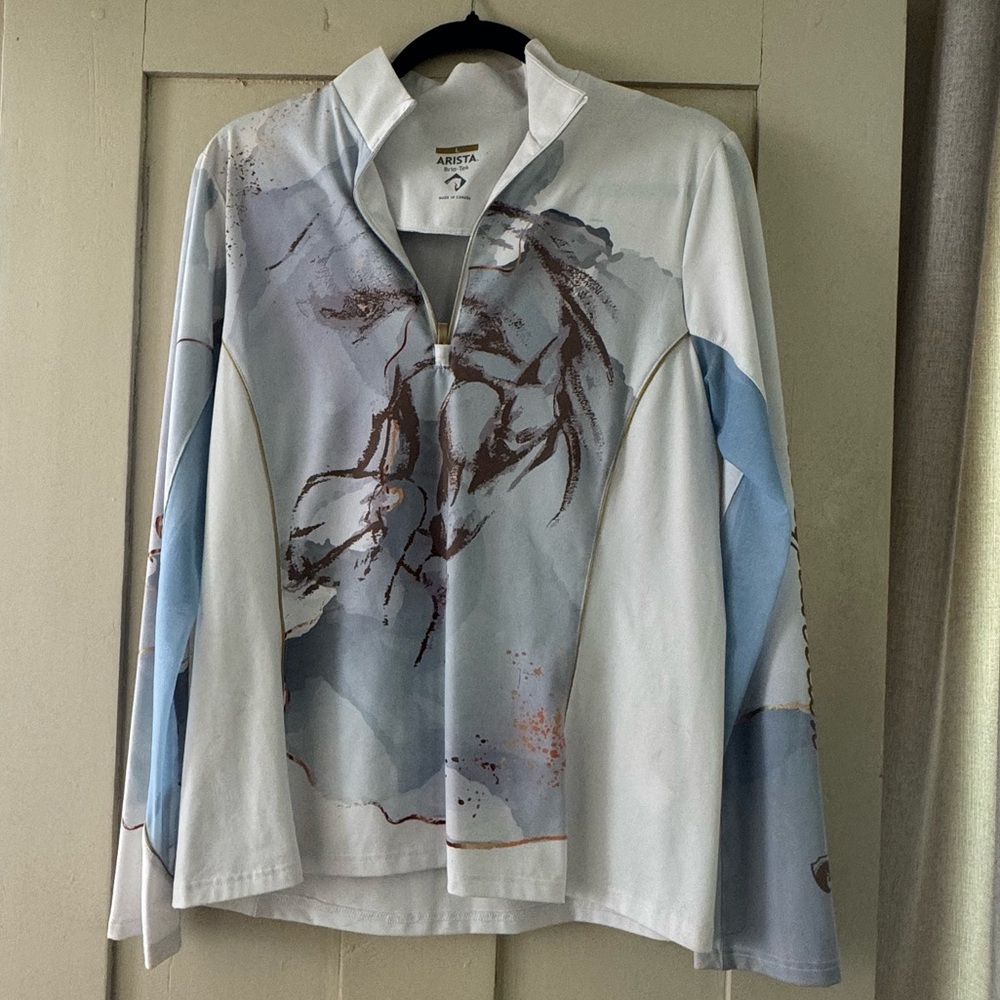 Arista x Élise Genest Equestrian Quarter Zip • Watercolor Horse Print • Large